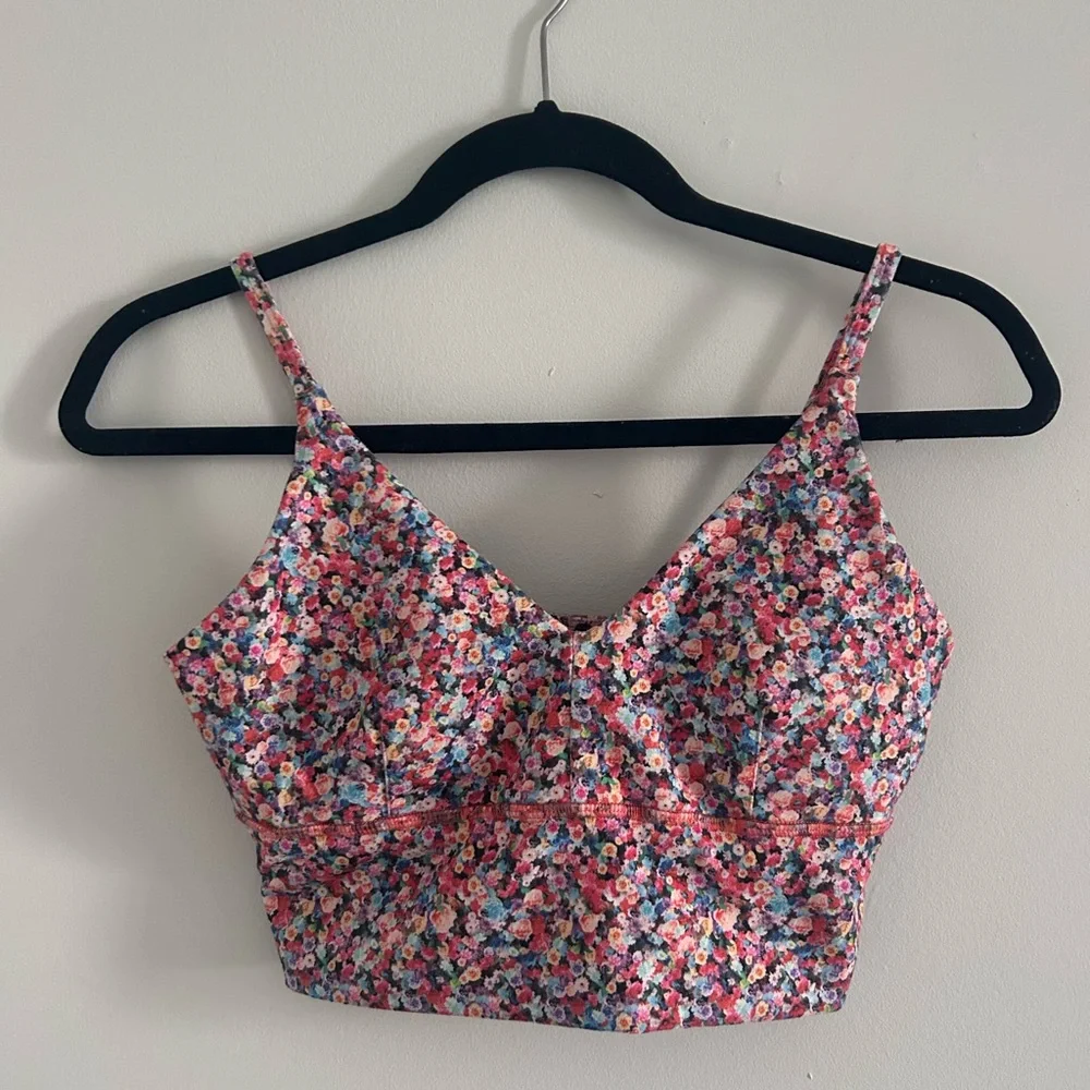 Lululemon Solo Longline Bra Floral Size 8 - Picture 2 of 6